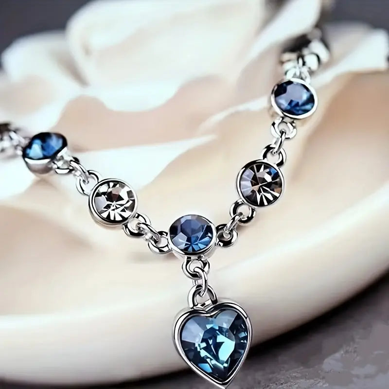 Pulsera Corazón Oceánico Brillante | Oro Blanco