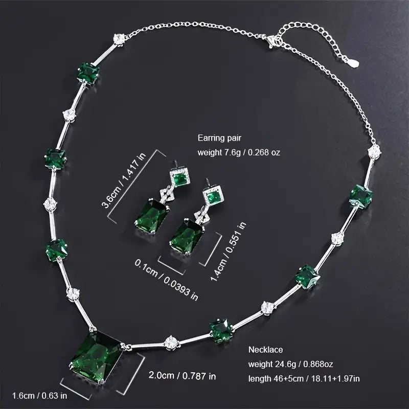 Conjunto de Joyería Esmeralda | Plata