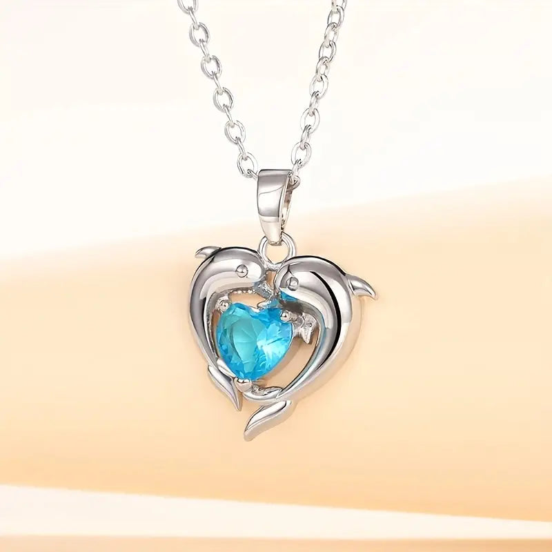 Collar Corazón Oceánico | Oro Blanco