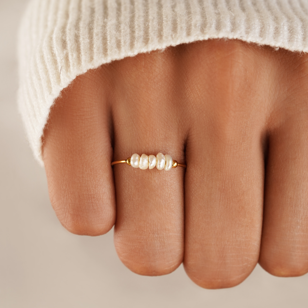 Anillo Clásico de Perla de Agua Dulce