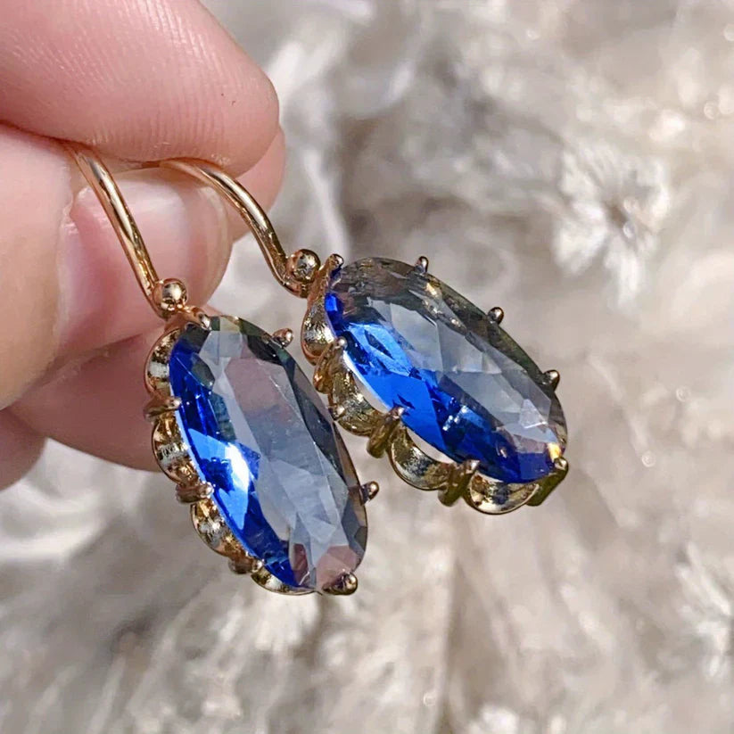 Pendientes de Zafiro Flor Azul | Oro