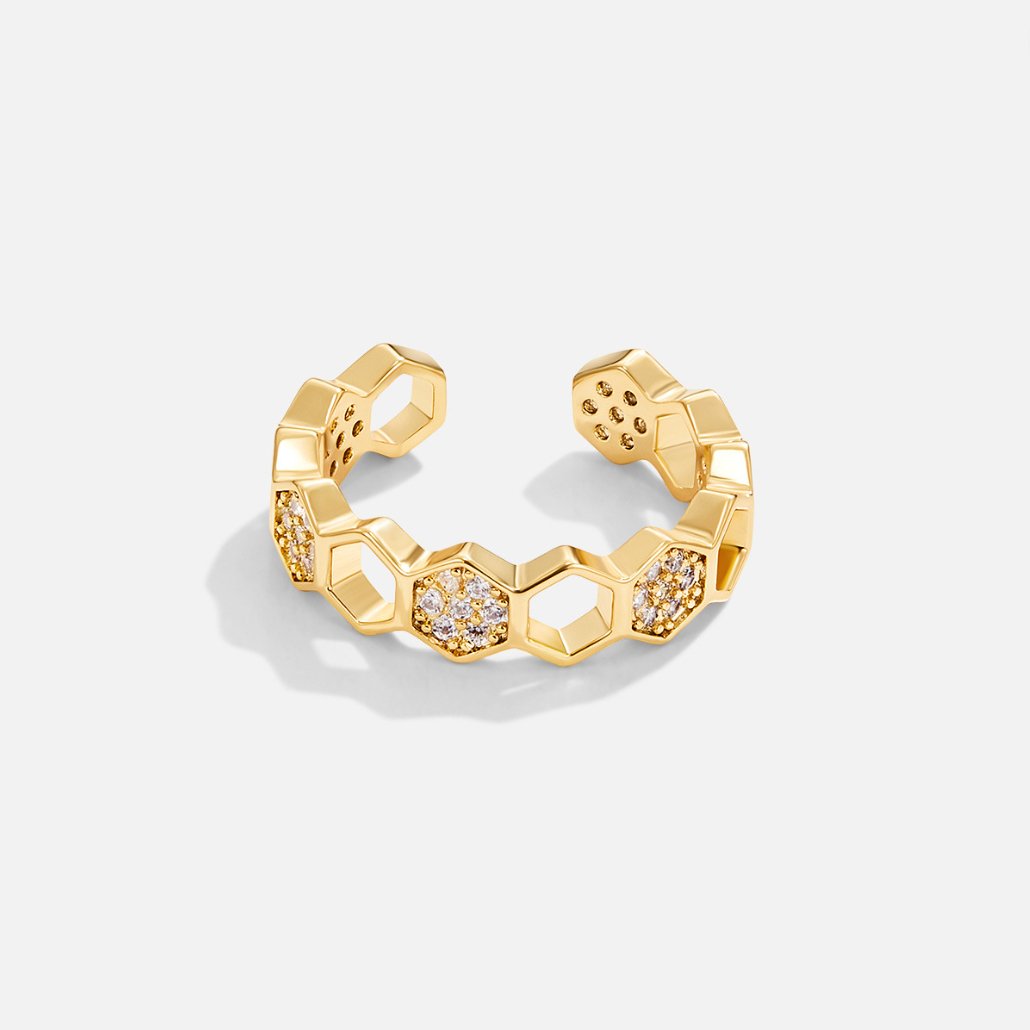 Anillo Panal de Oro y Cristal