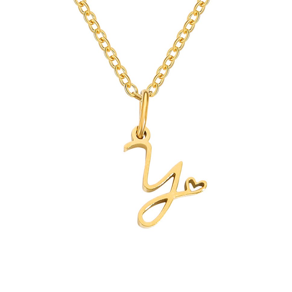 Collar de Corazón con Letra en Oro