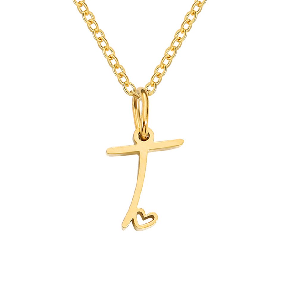 Collar de Corazón con Letra en Oro