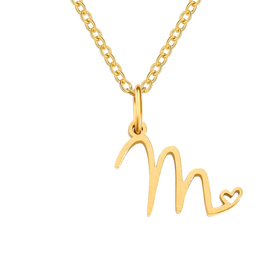 Collar de Corazón con Letra en Oro
