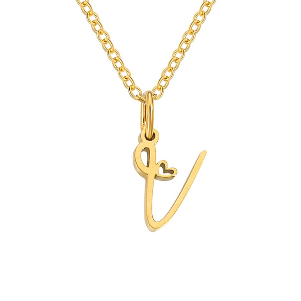 Collar de Corazón con Letra en Oro