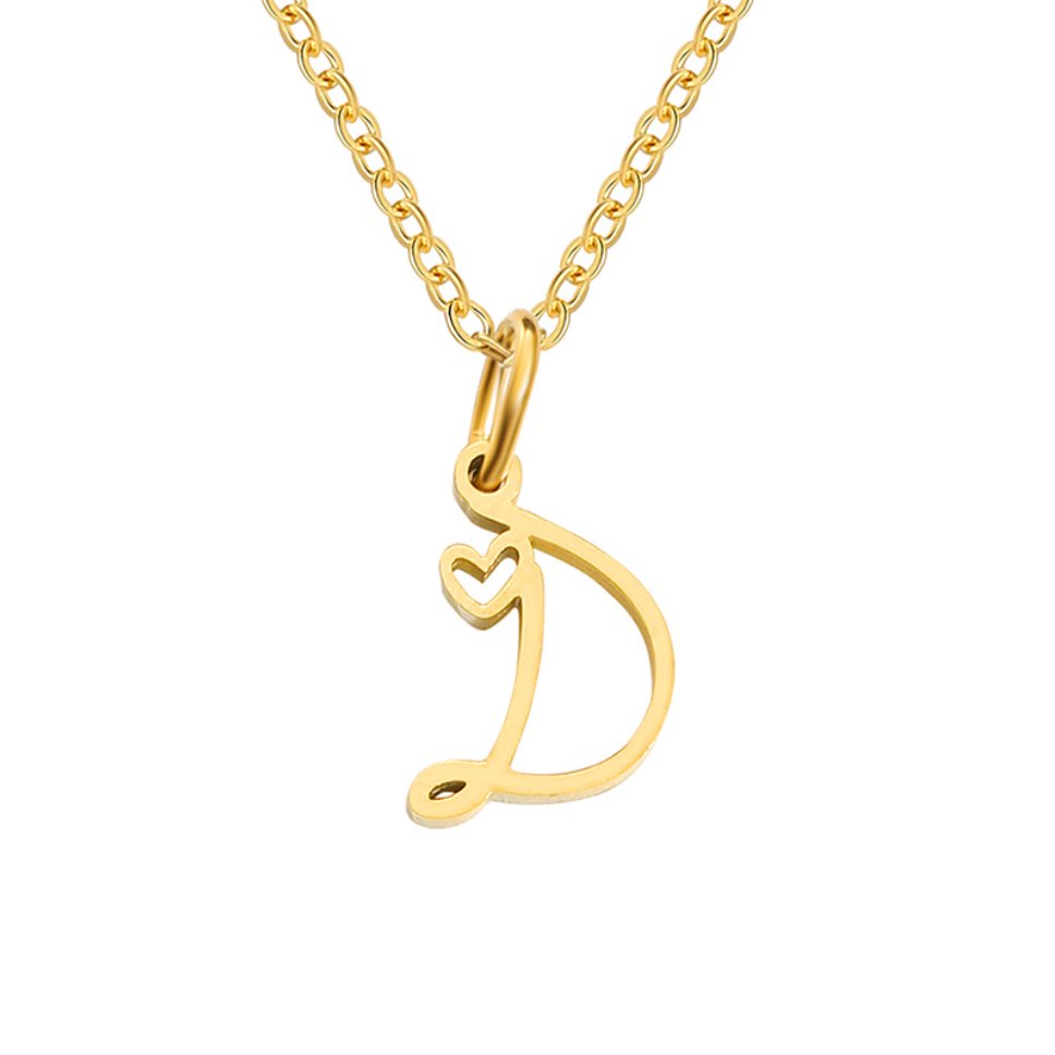 Collar de Corazón con Letra en Oro