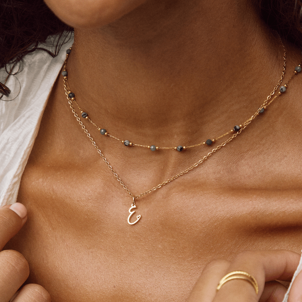 Collar de Corazón con Letra en Oro