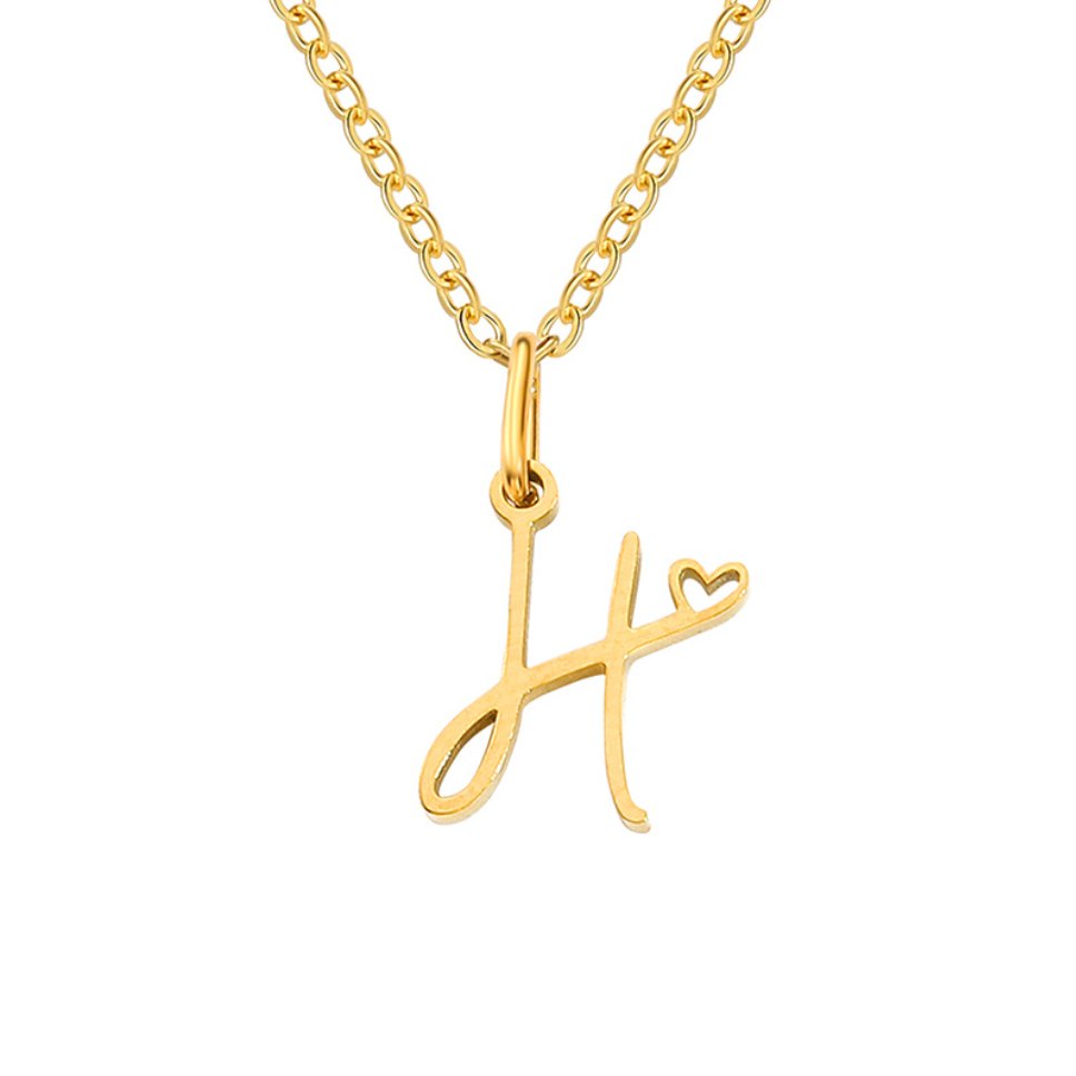 Collar de Corazón con Letra en Oro