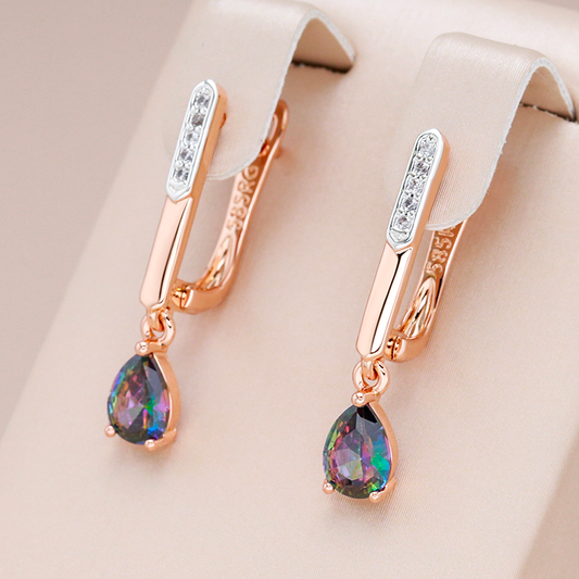 Pendientes Elegantes con Cristales Multicolor en Oro