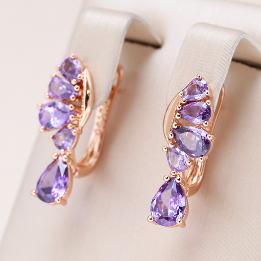 Pendientes Elegantes con Cristal Morado