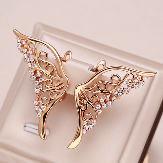 Pendientes Elegantes de Mariposa con Circonia en Oro