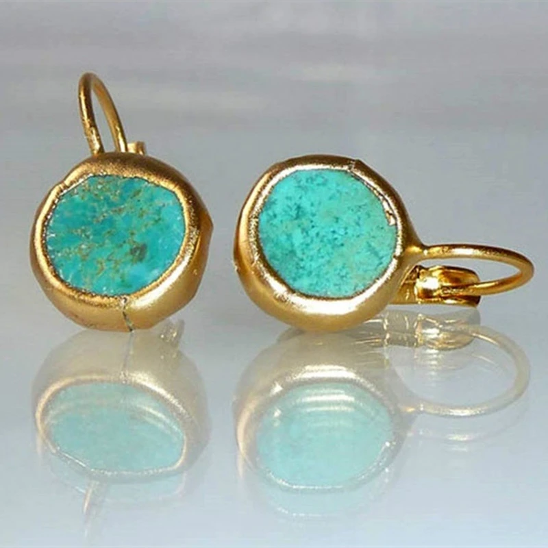 Pendientes en Oro con Piedra Turquesa