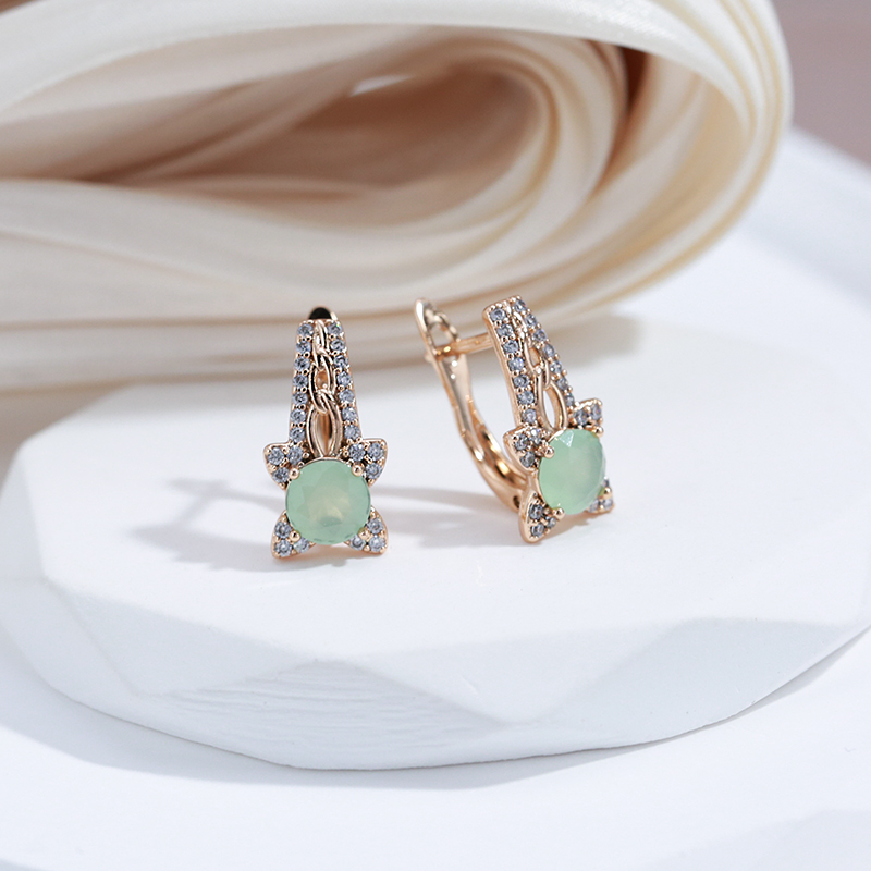 Pendientes Elegantes de Flor con Cristal Verde