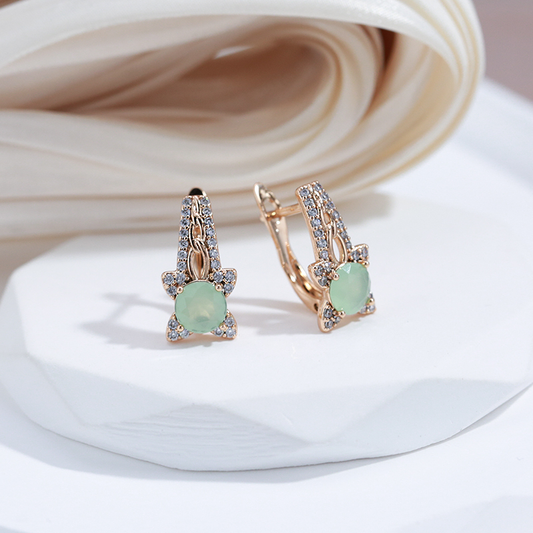 Pendientes Elegantes de Flor con Cristal Verde