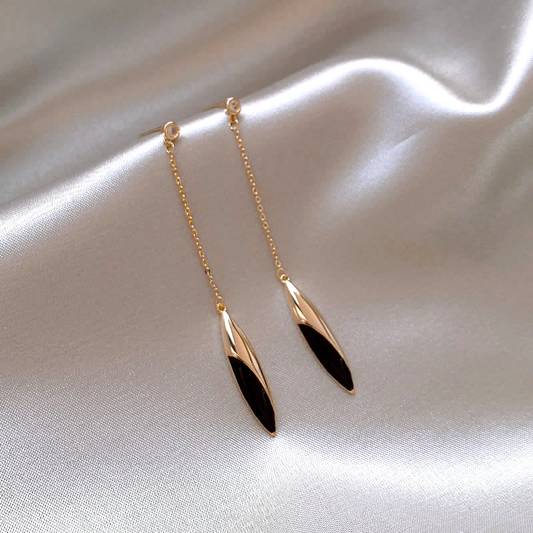 Pendientes Elegantes con Piedra Negra