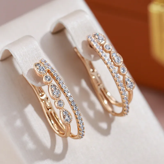 Pendientes Elegantes con Circonia en Oro