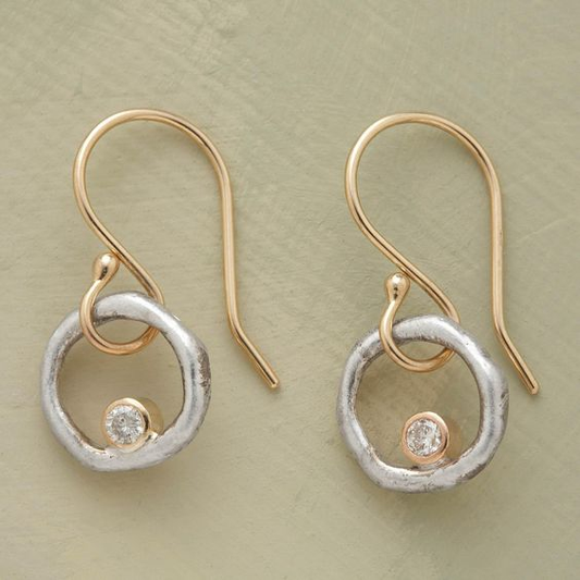 Pendientes Vintage de Oro y Plata con Circonita