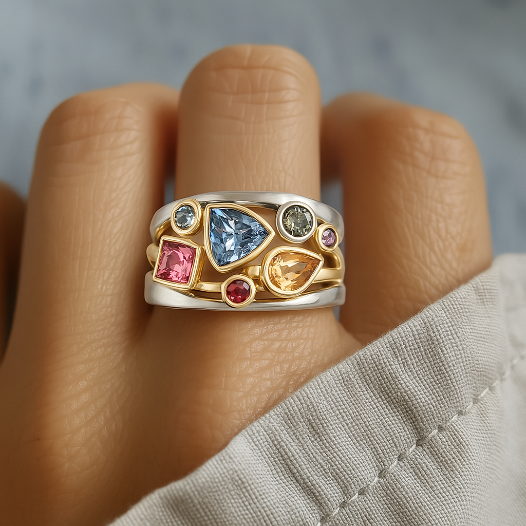 Anillo Vintage con Circonia Colorida