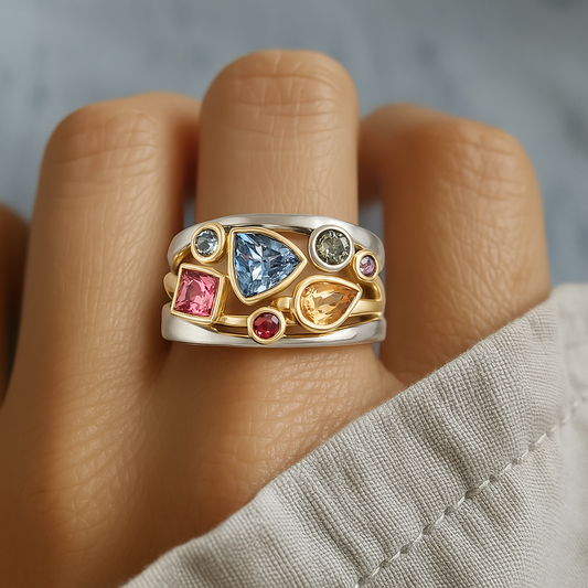 Anillo Vintage con Circonia Colorida