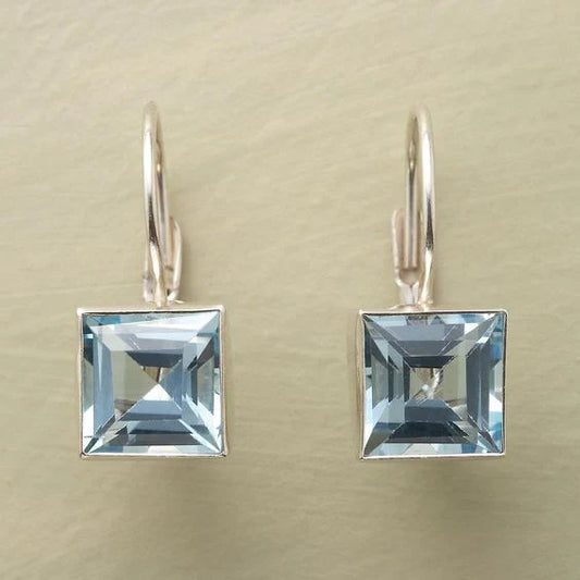 Pendientes Vintage de Cristal Cúbico Azul