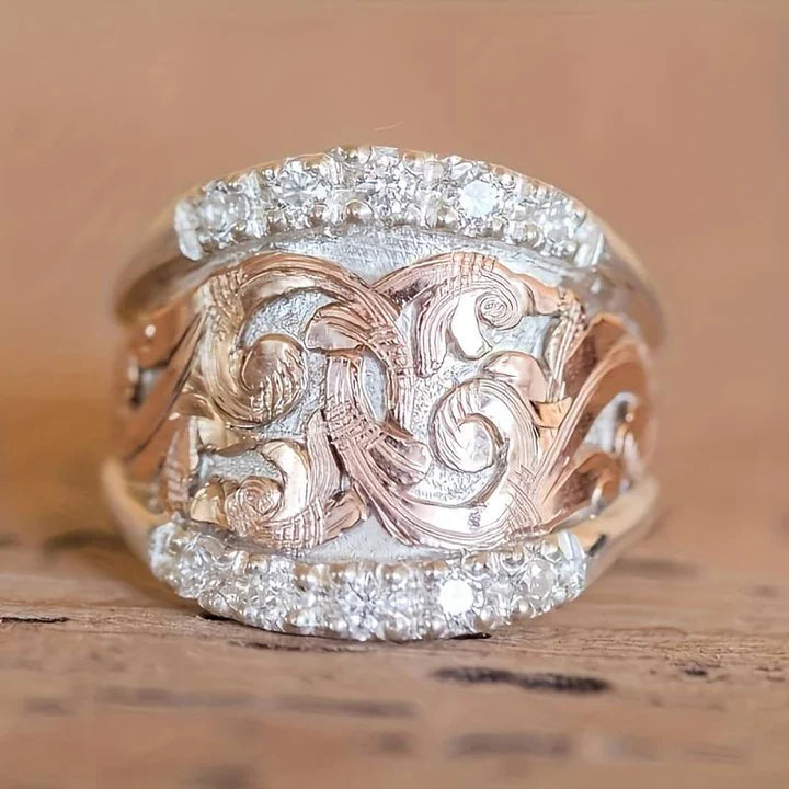Anillo Vintage de Plata y Rosa