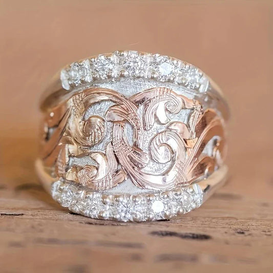 Anillo Vintage de Plata y Rosa