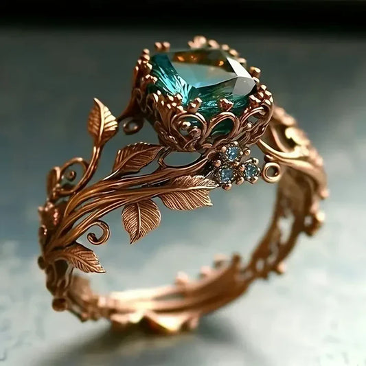 Anillo Natural con Cristal Verde