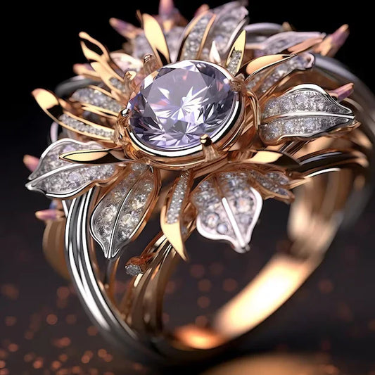 Anillo Exótico de Flor Violeta