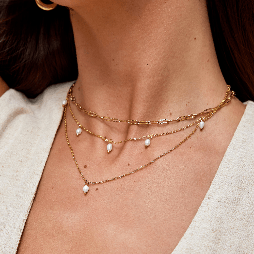 Collar Gabriela en Capas con Perla Colgante