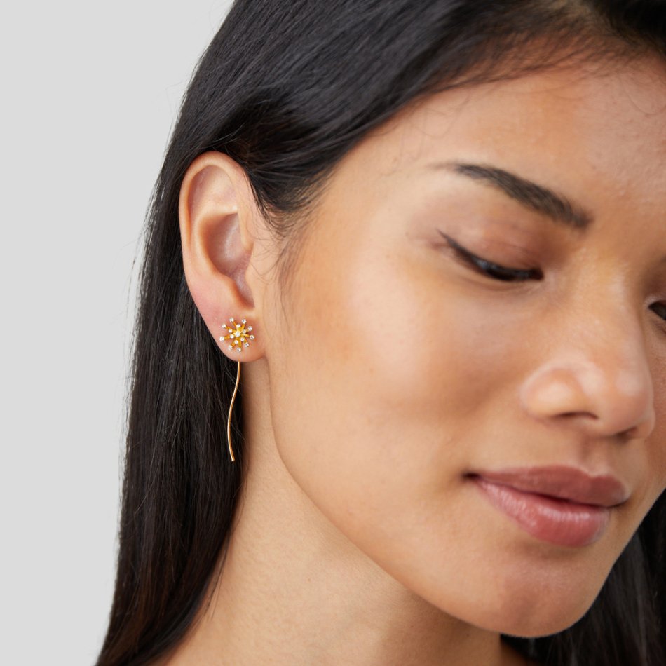 Aros Diente de León de Oro 18K