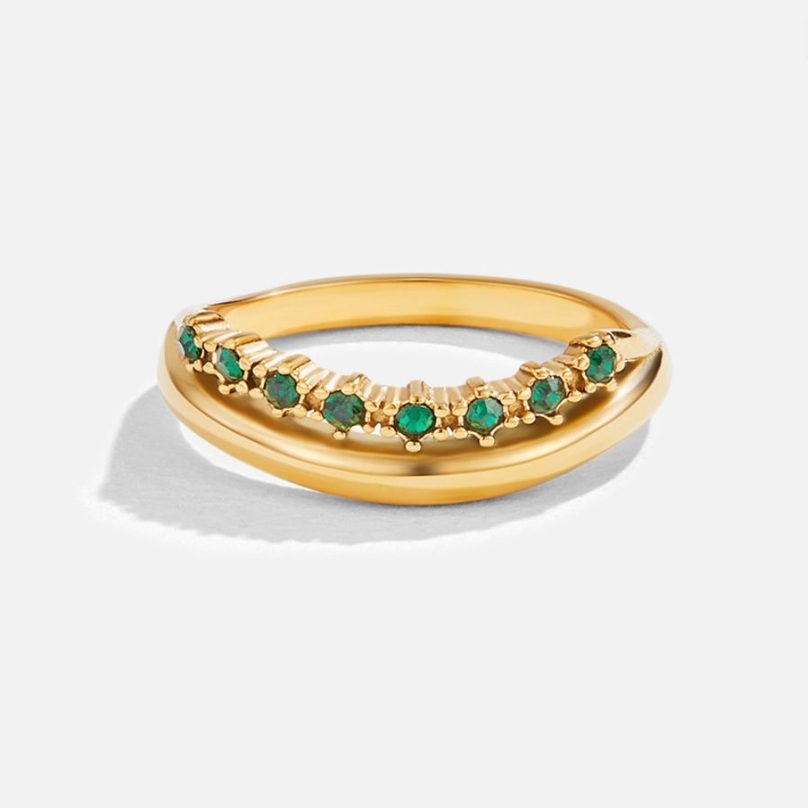 Anillo Sofia Verde Esmeralda en Capas