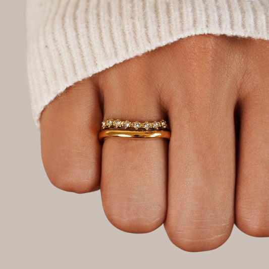 Anillo Linda de Cristal Blanco en Capas