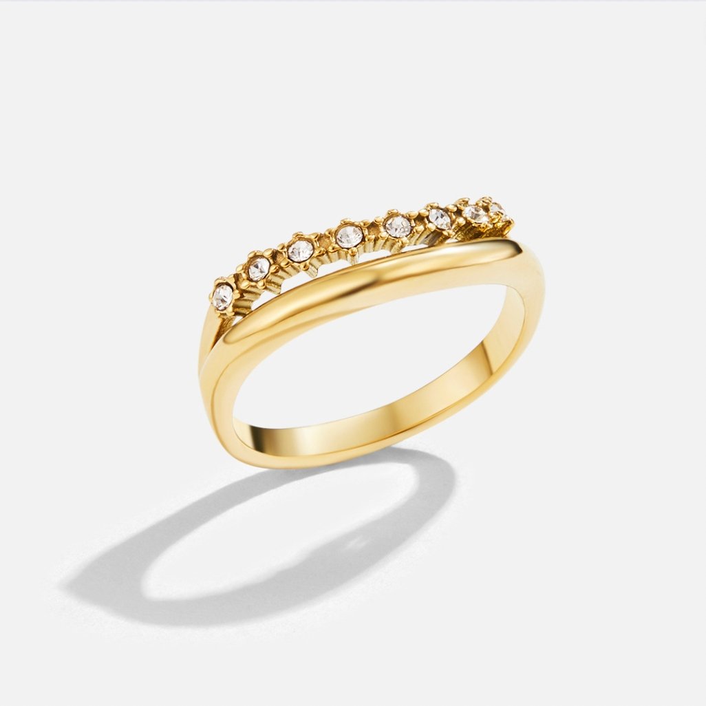 Anillo Linda de Cristal Blanco en Capas
