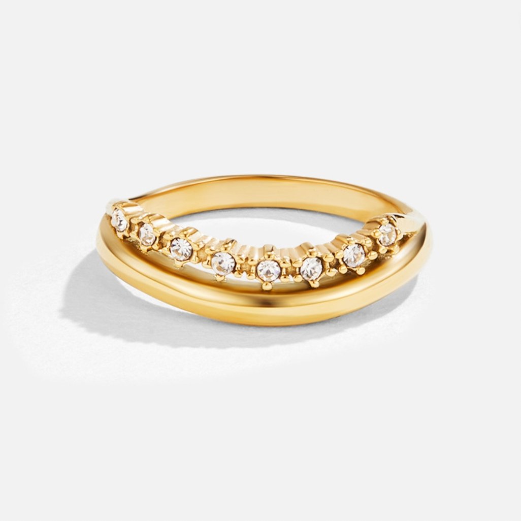 Anillo Linda de Cristal Blanco en Capas