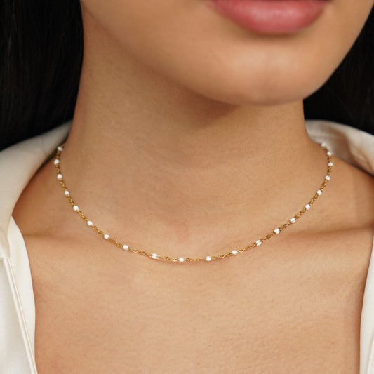Collar Mila de Cuentas Blancas