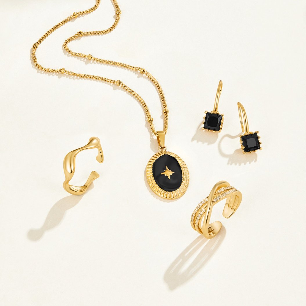 Aros Piper Colgantes de Cristal Negro