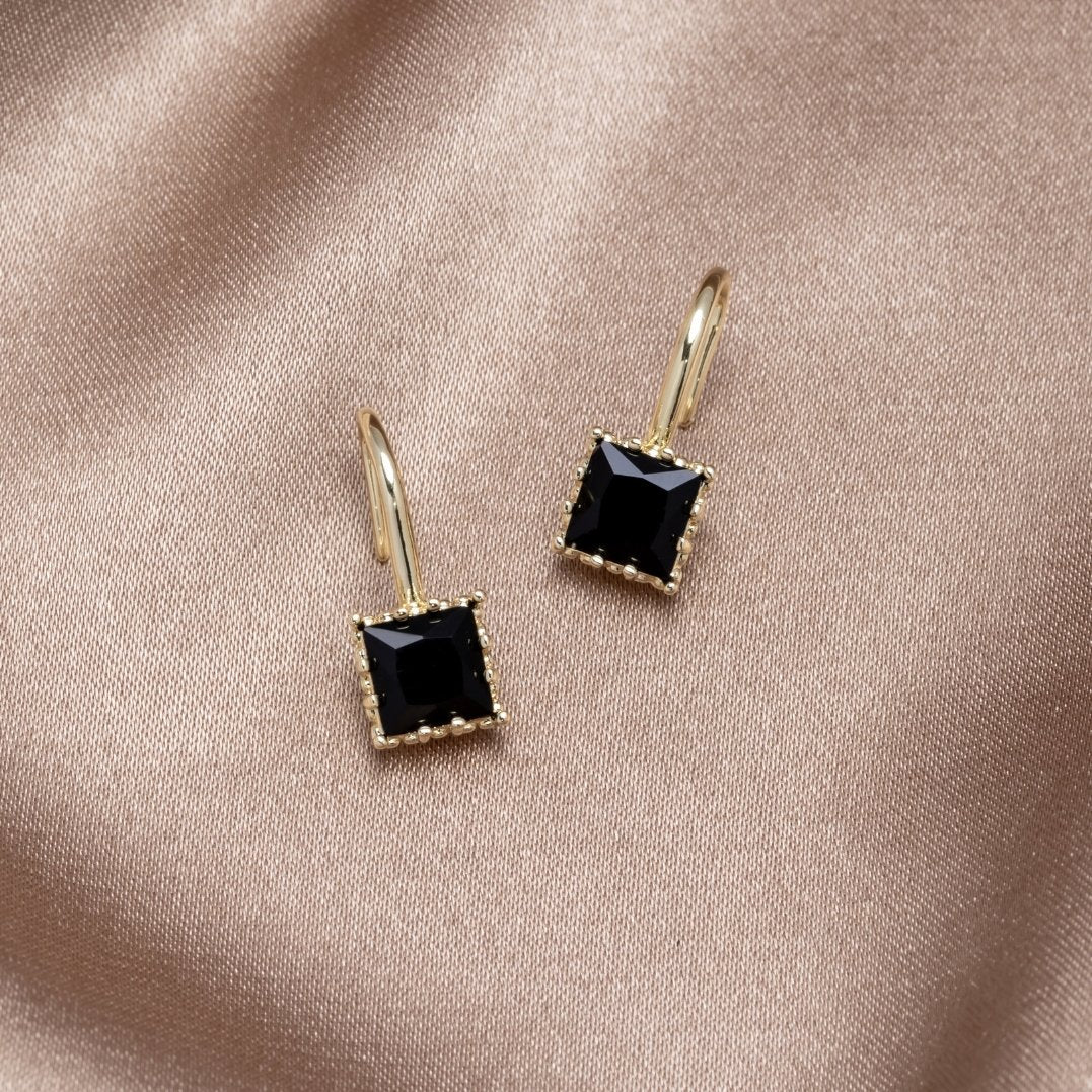 Aros Piper Colgantes de Cristal Negro