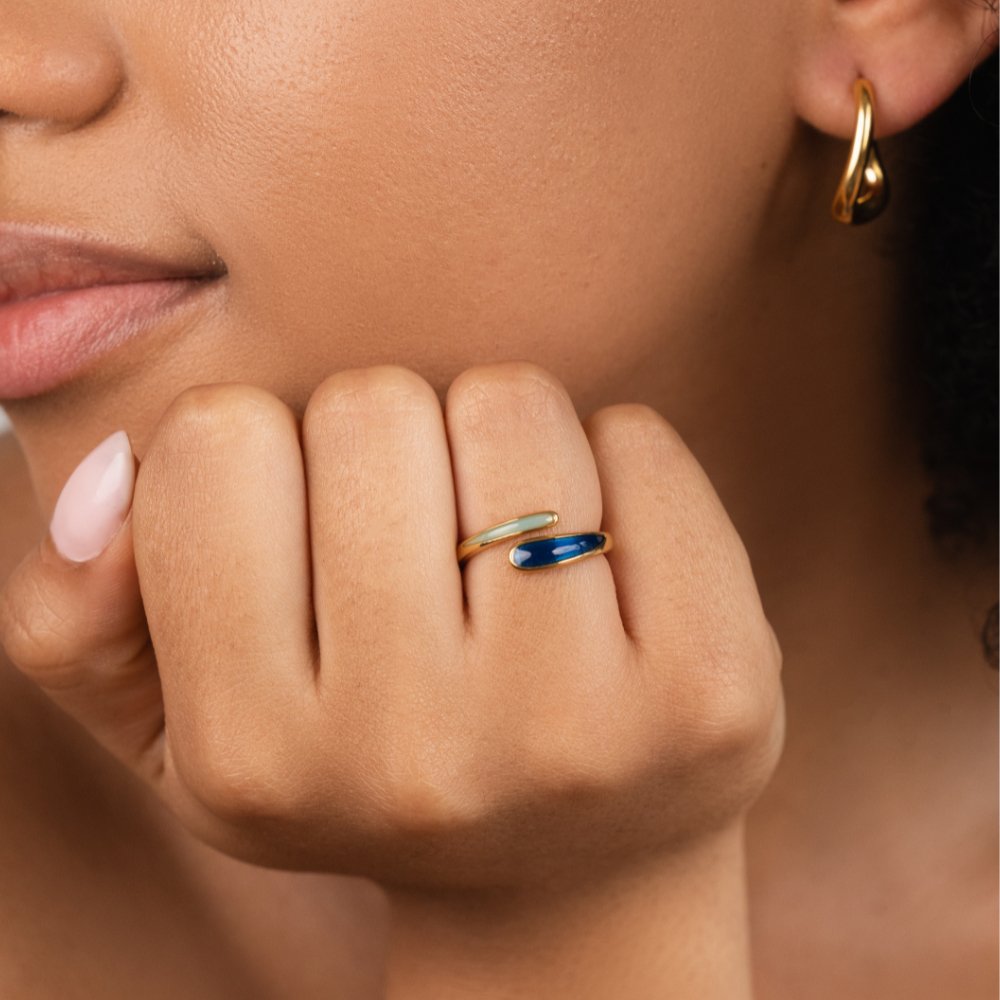 Anillo Safira Azul Envuelto