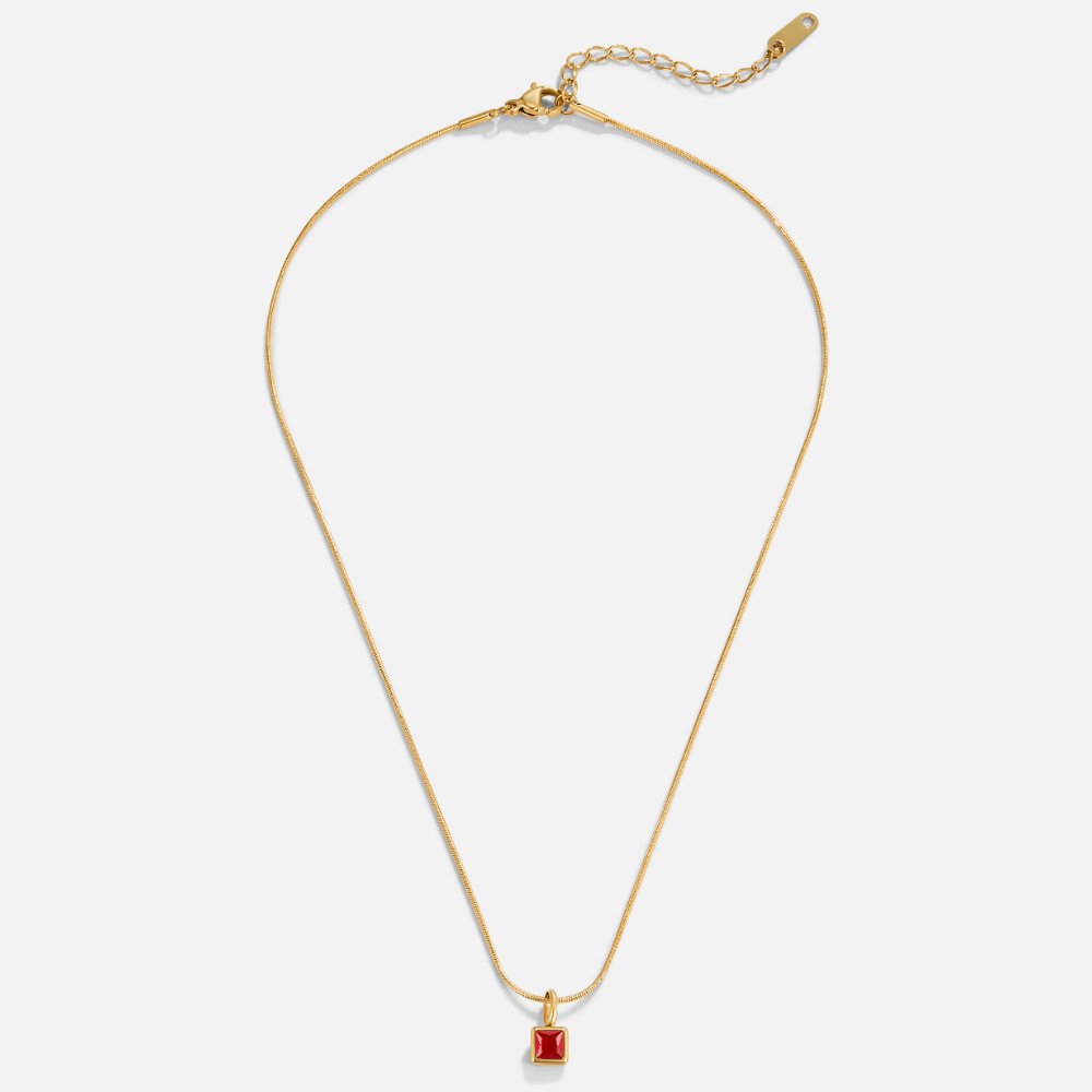 Collar con Colgante Cuadrado y Piedra de Nacimiento