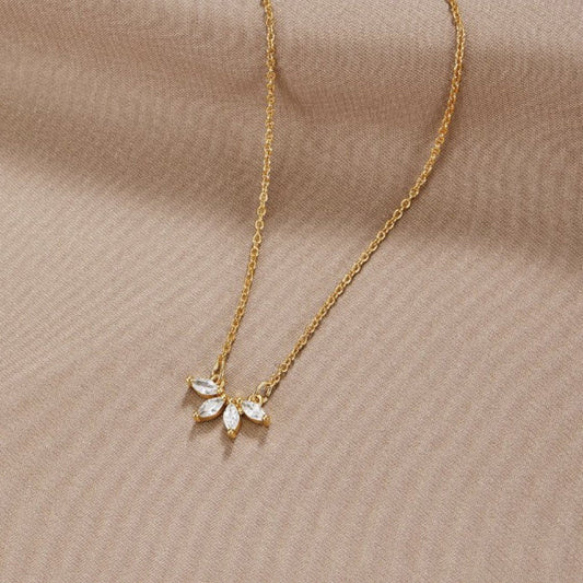 Collar Tiffany con Colgante de Hoja de Cristal
