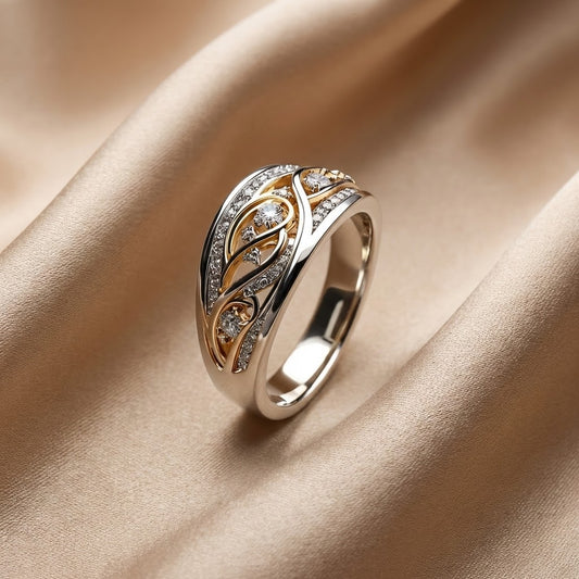 Anillo Hueco de Oro y Plateado