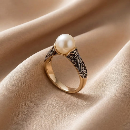 Anillo Vintage de Oro con Perla