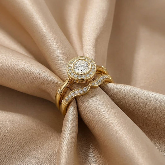 Paquete de Anillos Vintage de Oro con Circonia