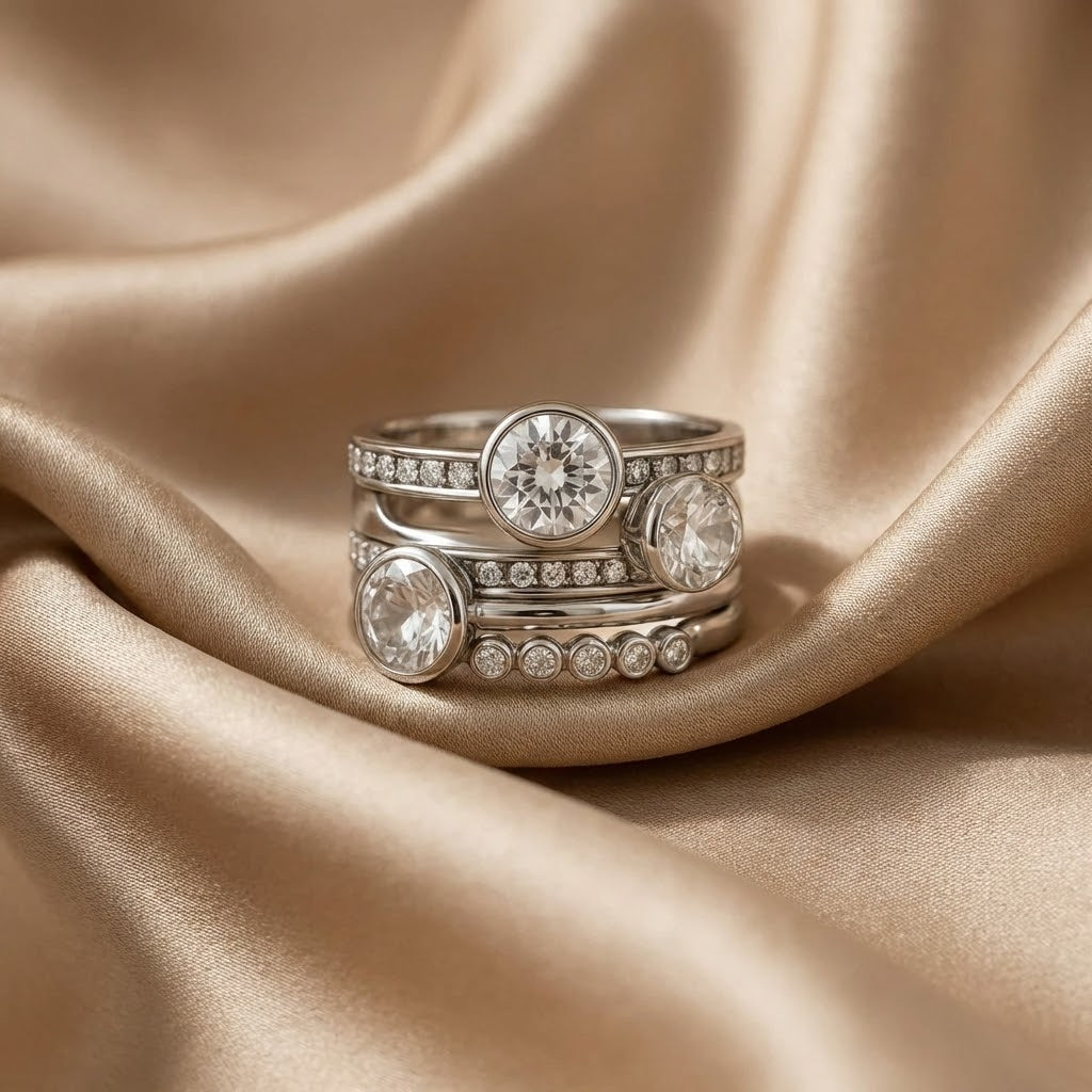 Anillo Vintage de Plata y Cristal con Capas