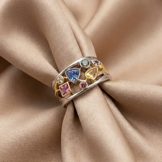 Anillo Vintage con Circonia Colorida