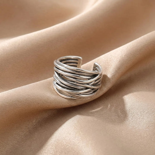 Anillo Ajustable de Plata Esterlina 925 con Capas