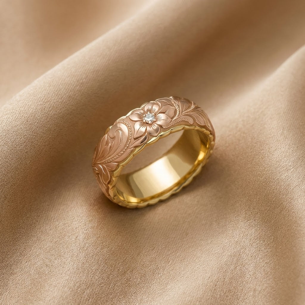 Anillo Vintage de Oro con Flor de Rosa