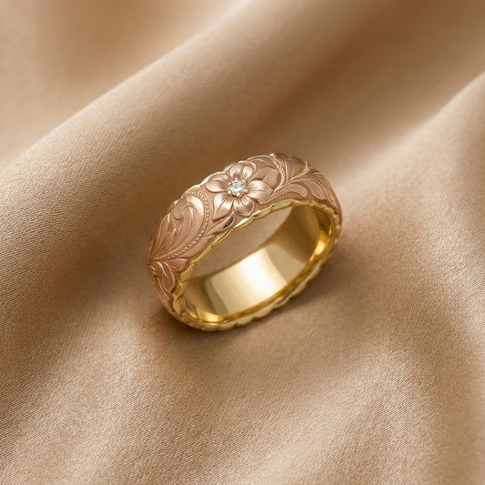 Anillo Vintage de Oro con Flor de Rosa