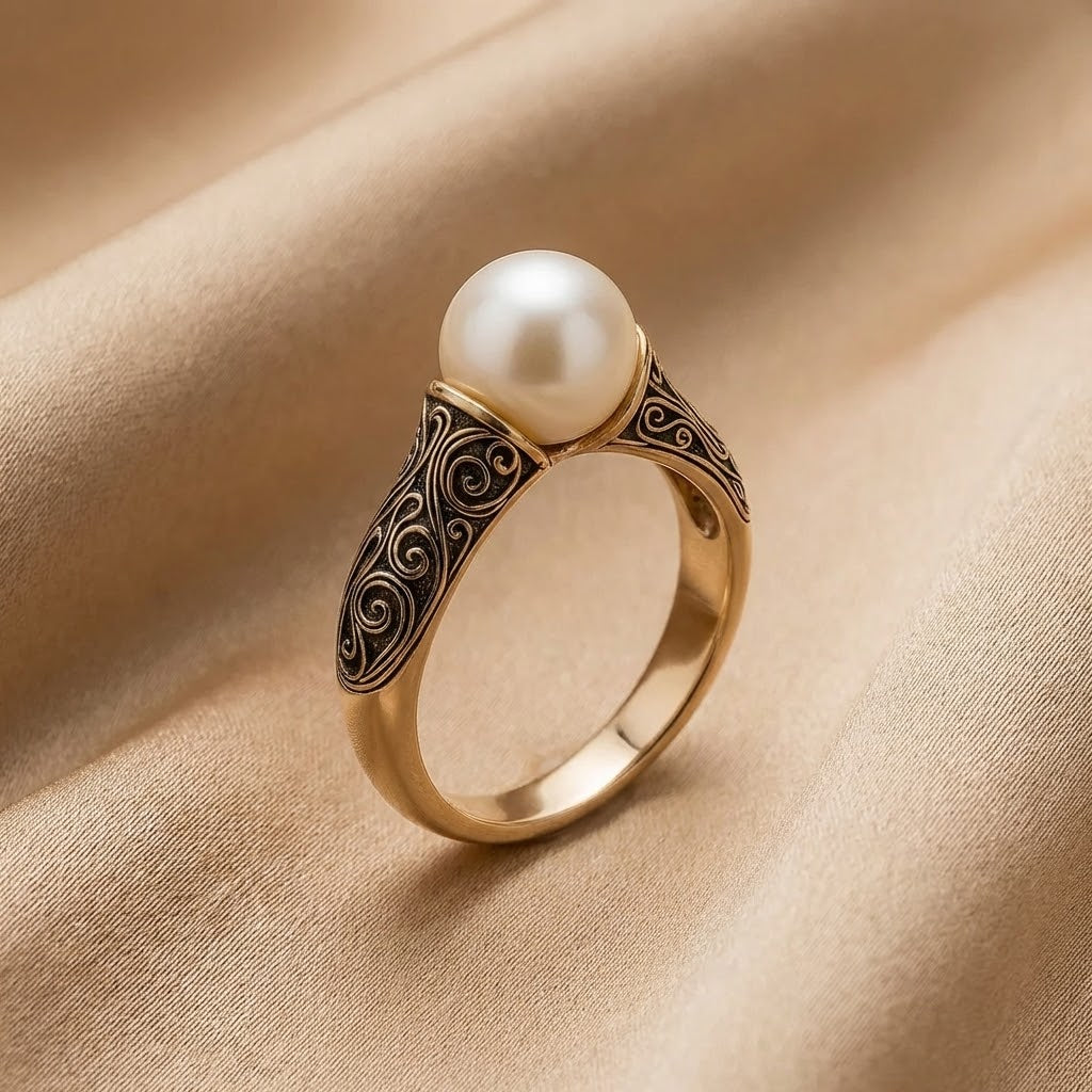Anillo Vintage de Oro con Perla